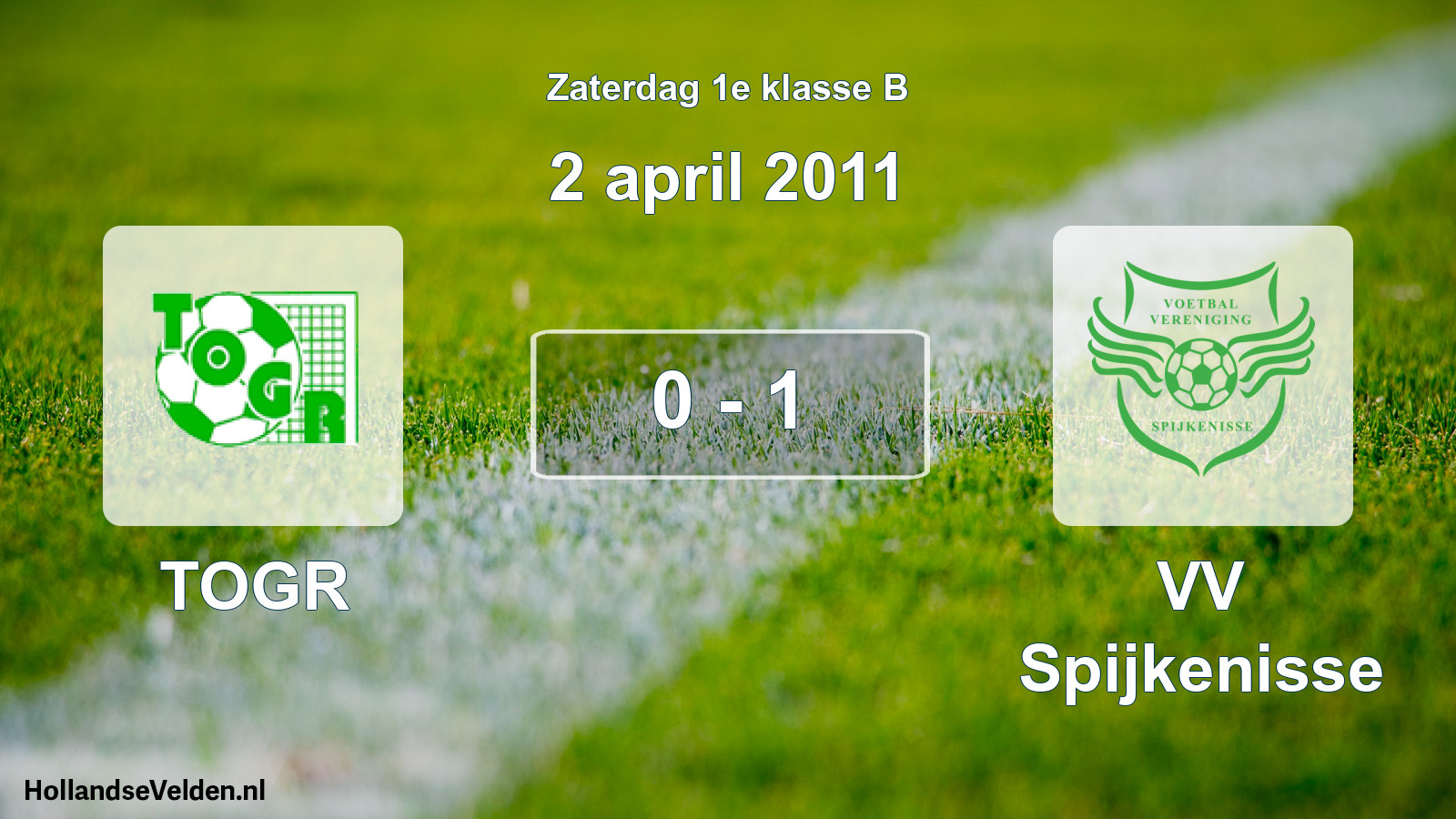 Total number of matches played: TOGR - VV Spijkenisse 0 - 1 (2 April 2011)