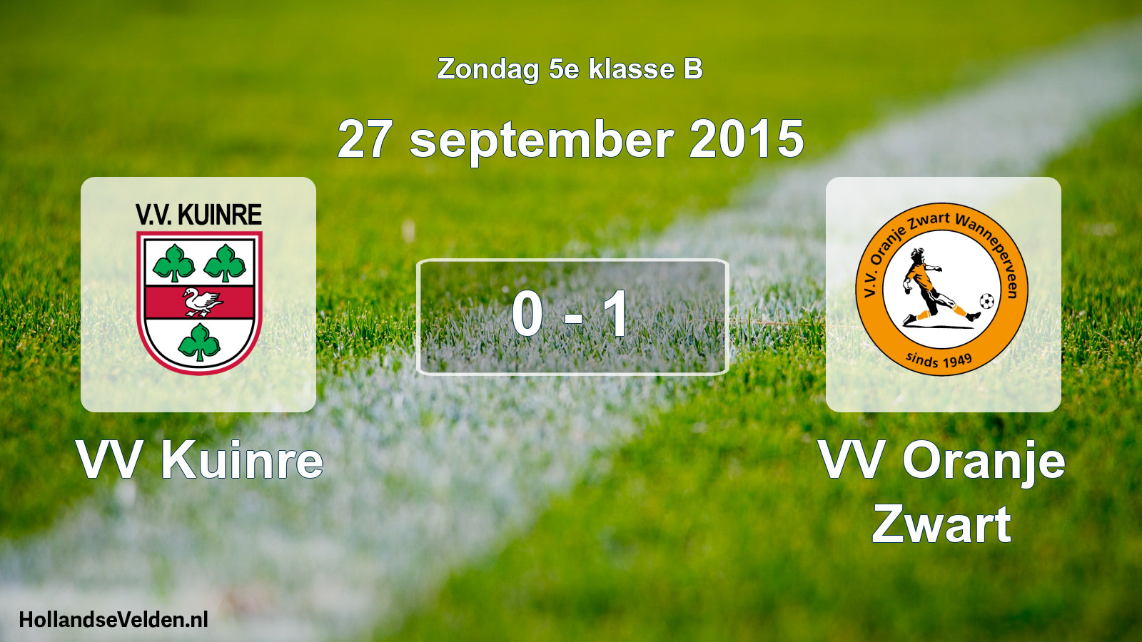 Total number of matches played: VV Kuinre - VV Oranje Zwart 0 - 1 (27 September 2015)