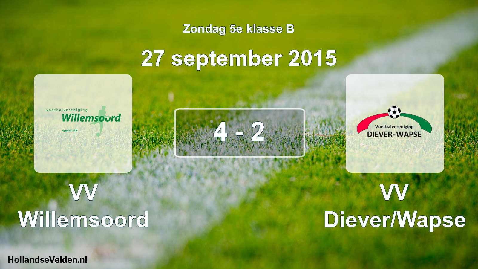 Total number of matches played: VV Willemsoord - VV Diever/Wapse 4 - 2 (27 September 2015)