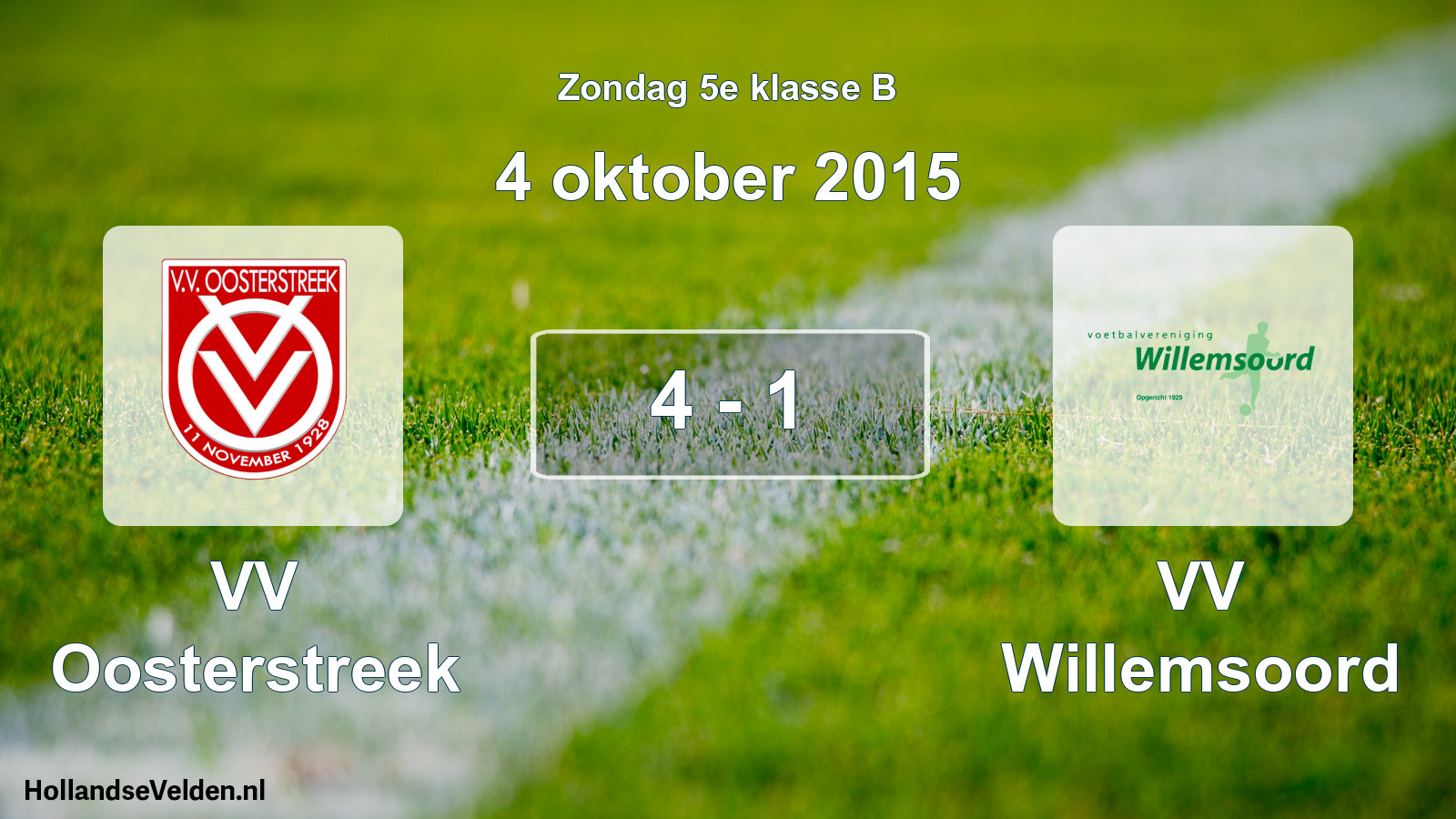 Total number of matches played: VV Oosterstreek - VV Willemsoord 4 - 1 (4 October 2015)