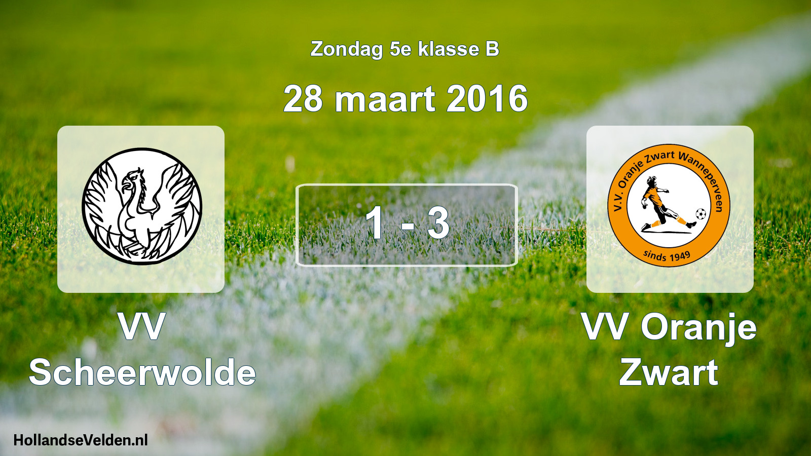 Total number of matches played: VV Scheerwolde - VV Oranje Zwart 1 - 3 (28 March 2016)