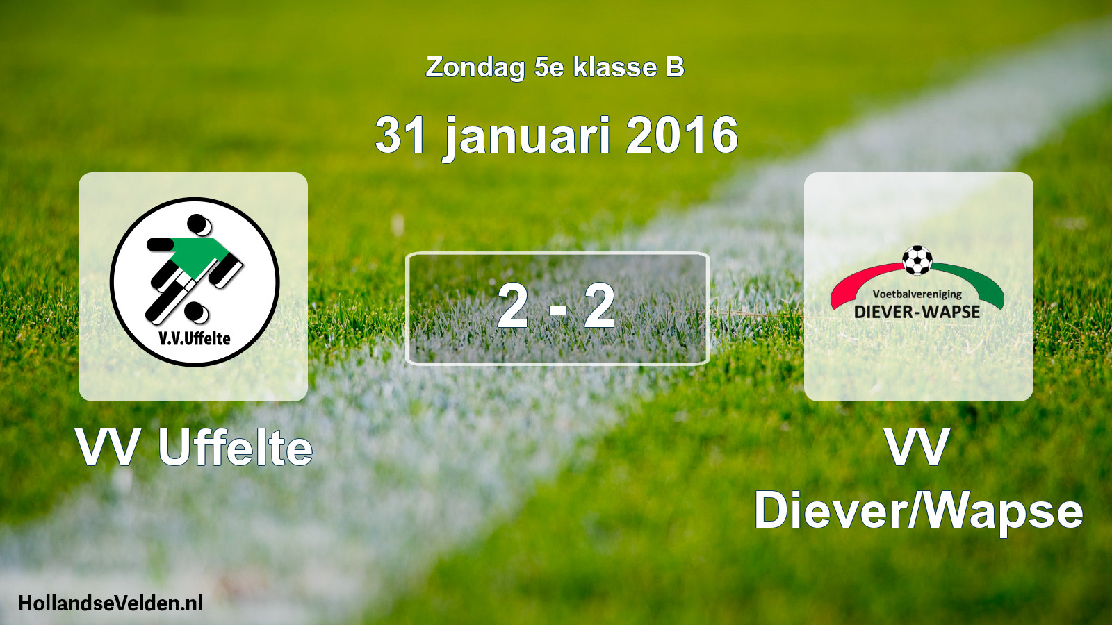 Total number of matches played: VV Uffelte - VV Diever/Wapse 2 - 2 (31 January 2016)