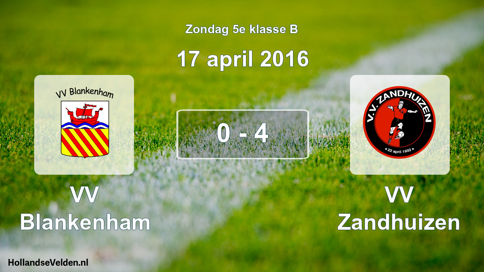 Total number of matches played: VV Blankenham - VV Zandhuizen 0 - 4 (17 April 2016)