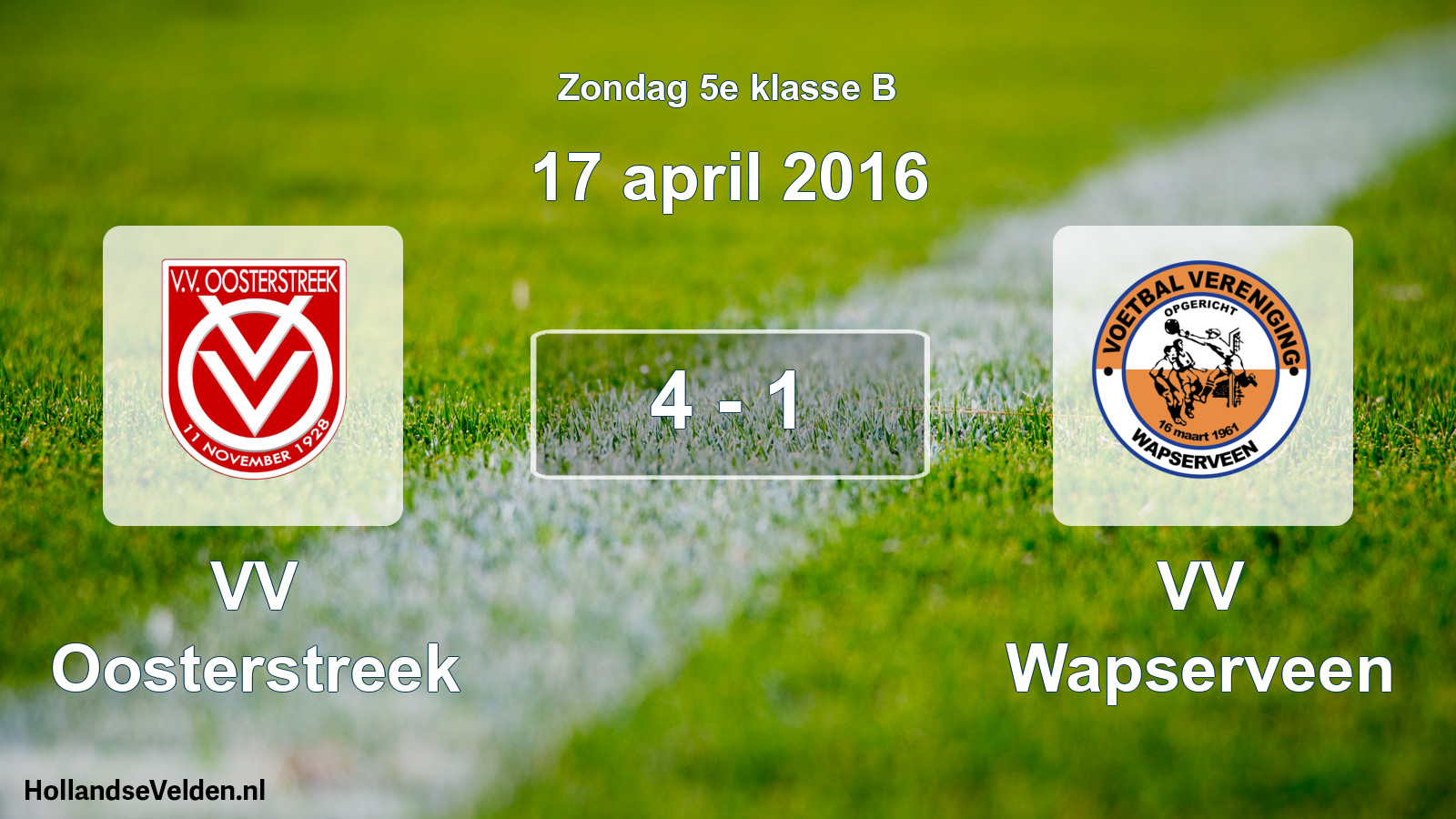Total number of matches played: VV Oosterstreek - VV Wapserveen 4 - 1 (17 April 2016)