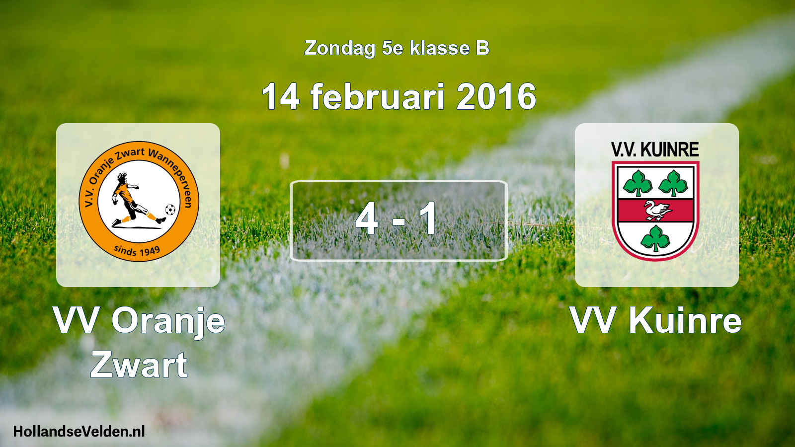 Total number of matches played: VV Oranje Zwart - VV Kuinre 4 - 1 (14 February 2016)