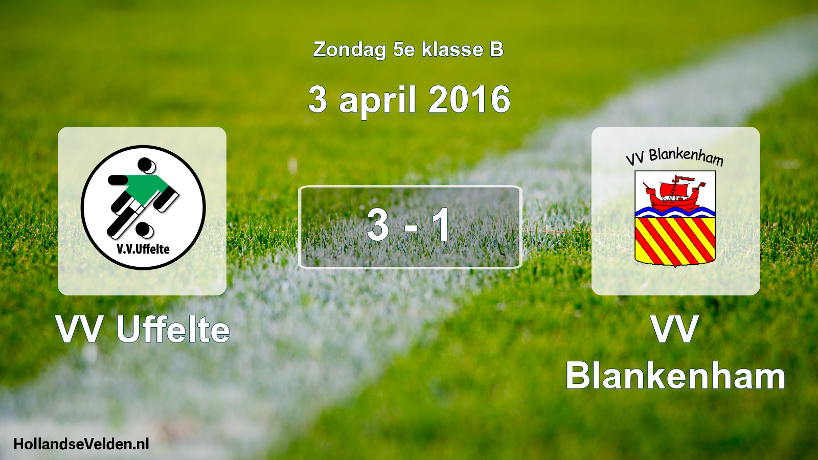 Total number of matches played: VV Uffelte - VV Blankenham 3 - 1 (3 April 2016)