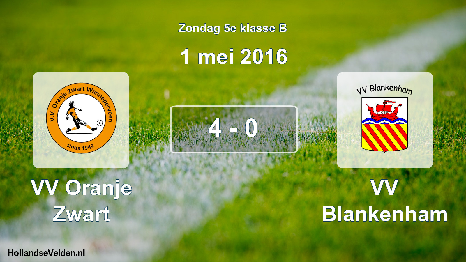 Total number of matches played: VV Oranje Zwart - VV Blankenham 4 - 0 (1 May 2016)