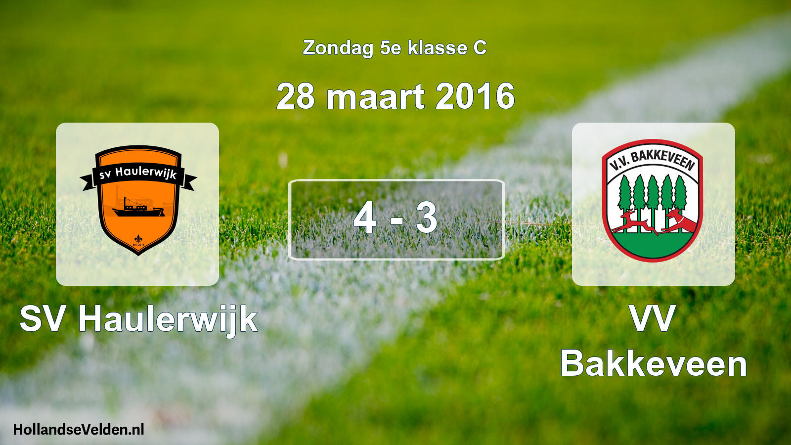 Total number of matches played: SV Haulerwijk - VV Bakkeveen 4 - 3 (28 March 2016)