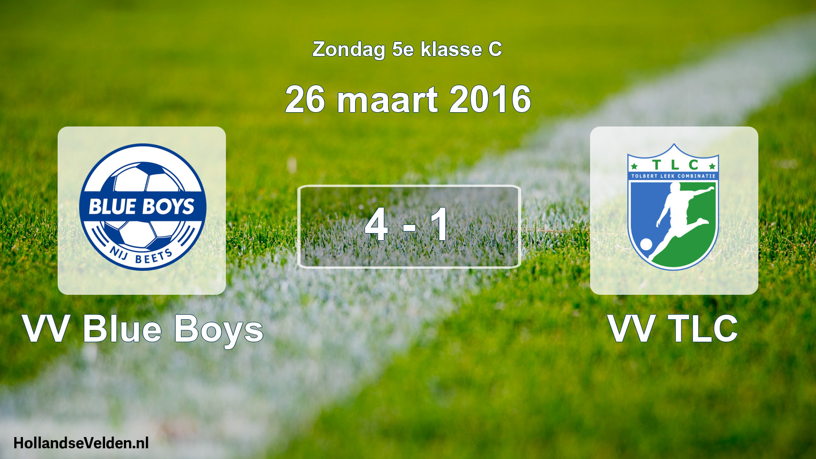 Total number of matches played: VV Blue Boys - VV TLC 4 - 1 (26 March 2016)