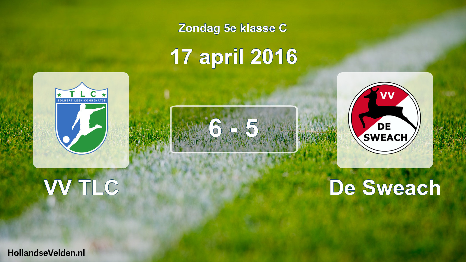 Total number of matches played: VV TLC - De Sweach 6 - 5 (17 April 2016)