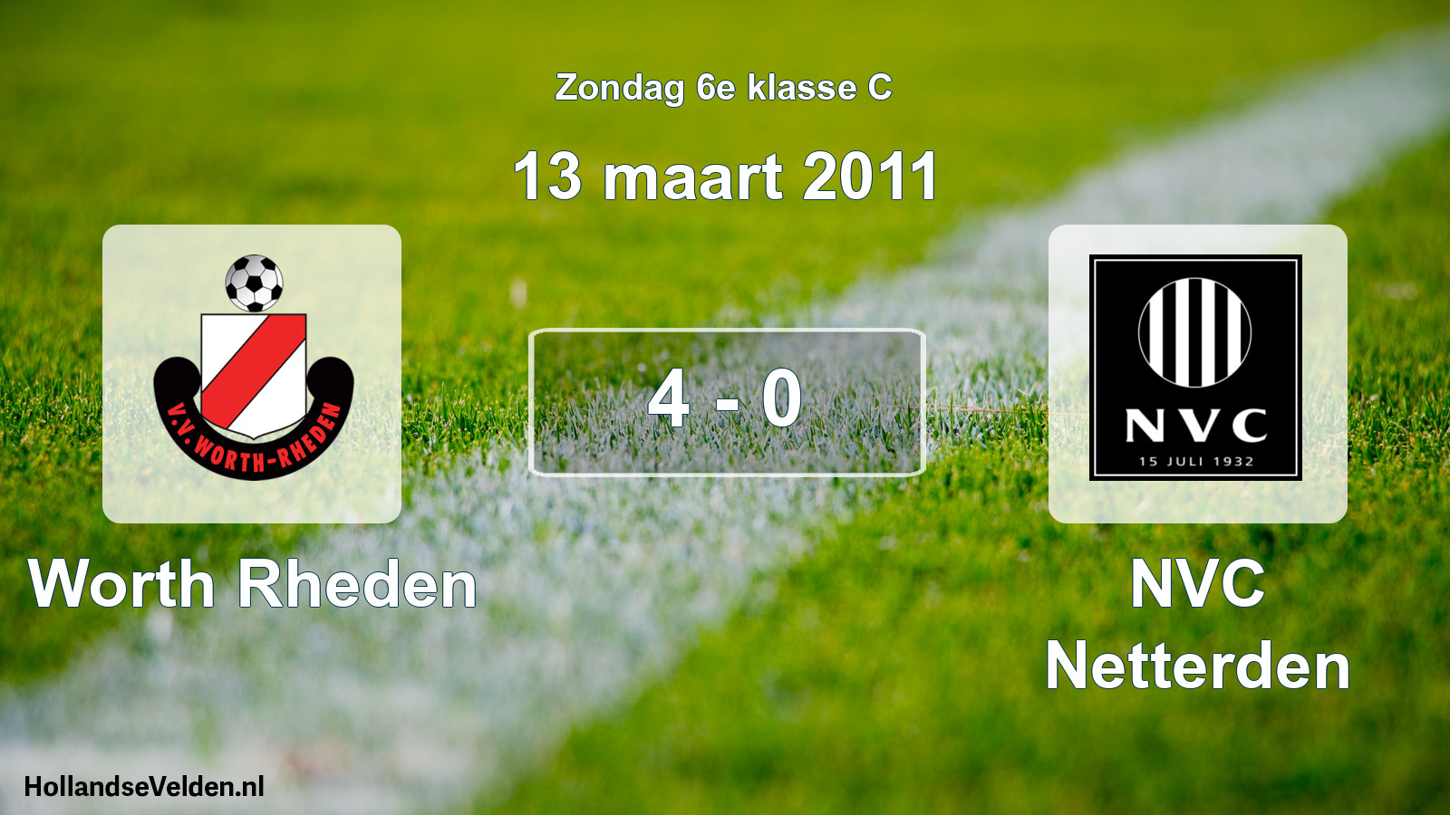 Total number of matches played: Worth Rheden - NVC Netterden 4 - 0 (13 March 2011)
