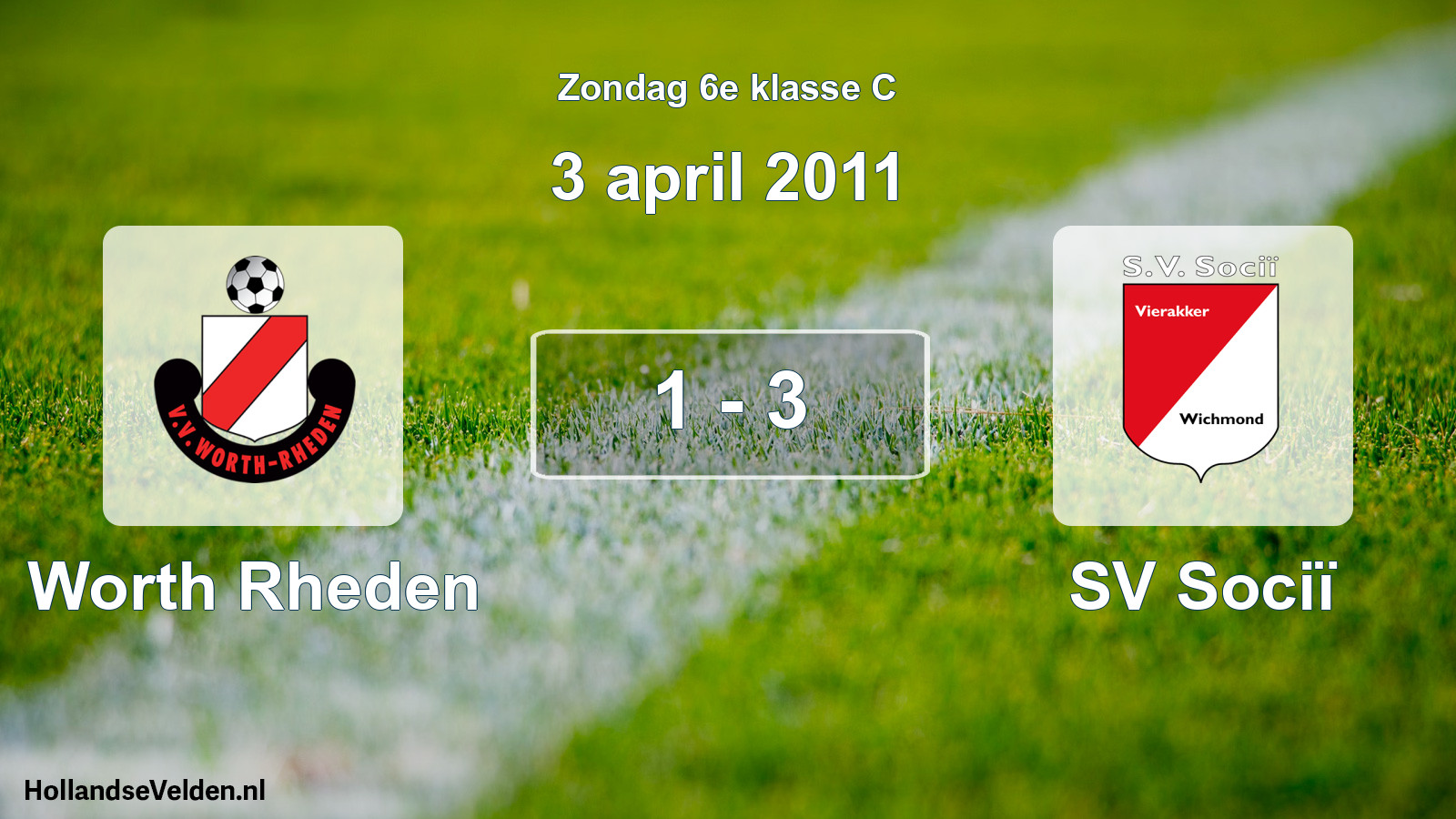 Total number of matches played: Worth Rheden - SV Sociï 1 - 3 (3 April 2011)