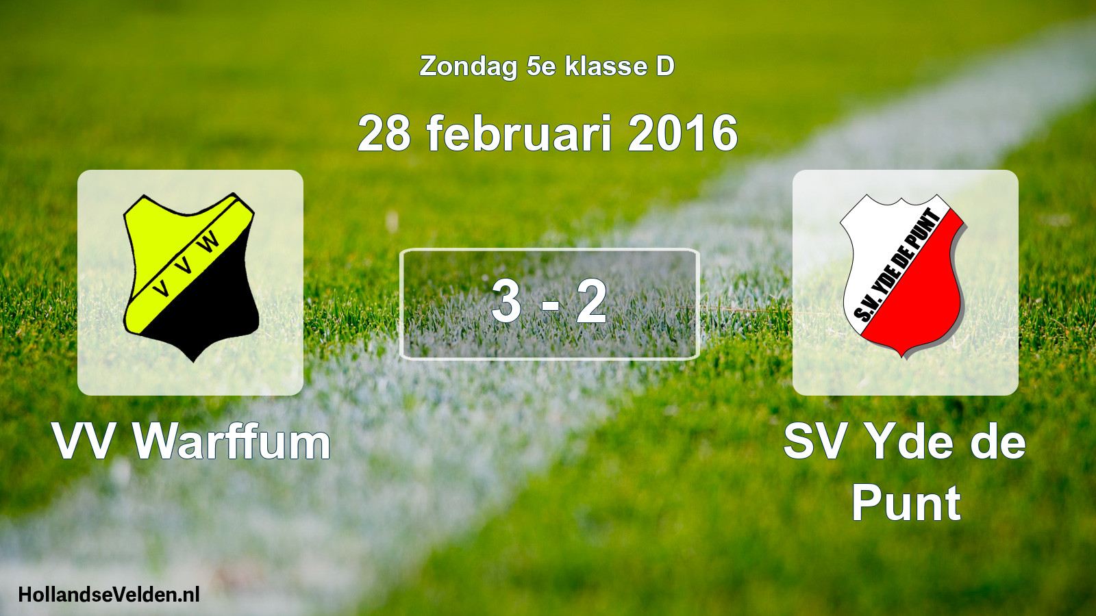 Total number of matches played: VV Warffum - SV Yde de Punt 3 - 2 (28 February 2016)
