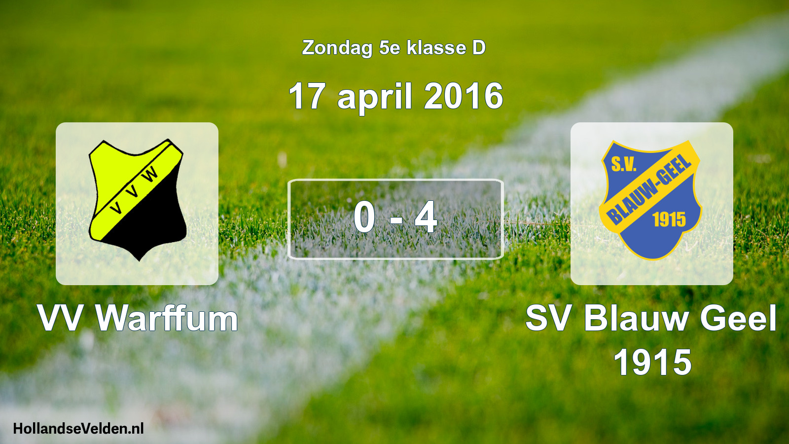 Total number of matches played: VV Warffum - SV Blauw Geel 1915 0 - 4 (17 April 2016)