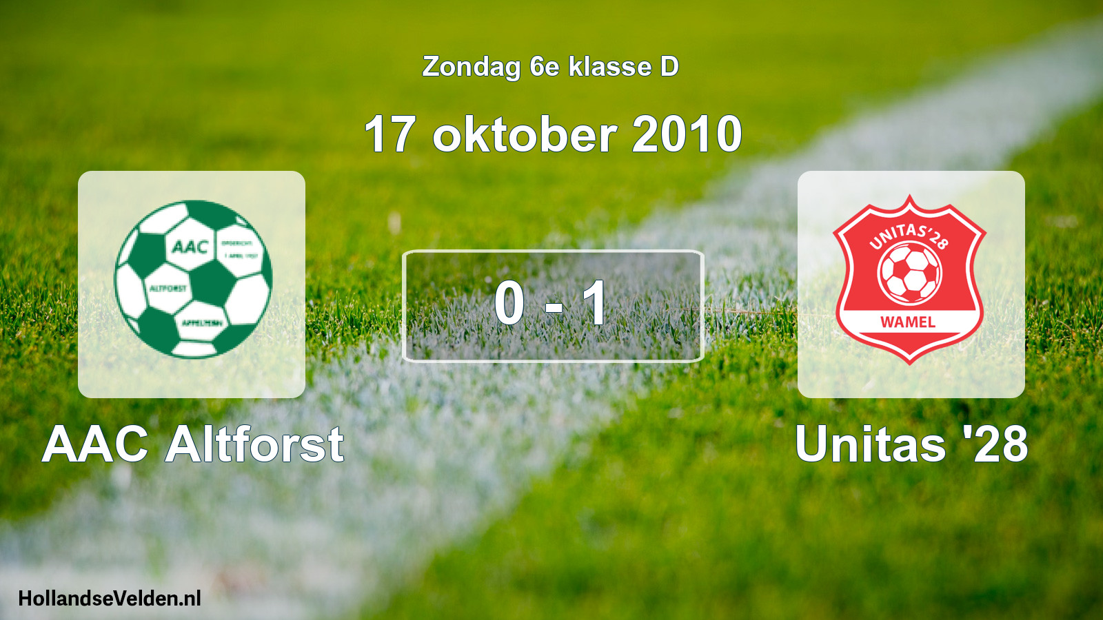 Total number of matches played: AAC Altforst - Unitas '28 0 - 1 (17 October 2010)