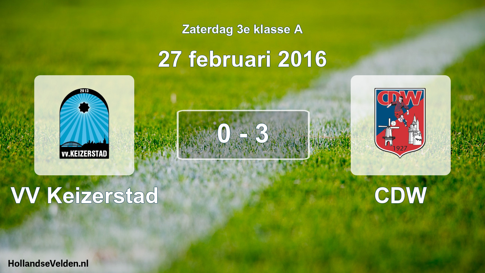 Total number of matches played: VV Keizerstad - CDW 0 - 3 (27 February 2016)