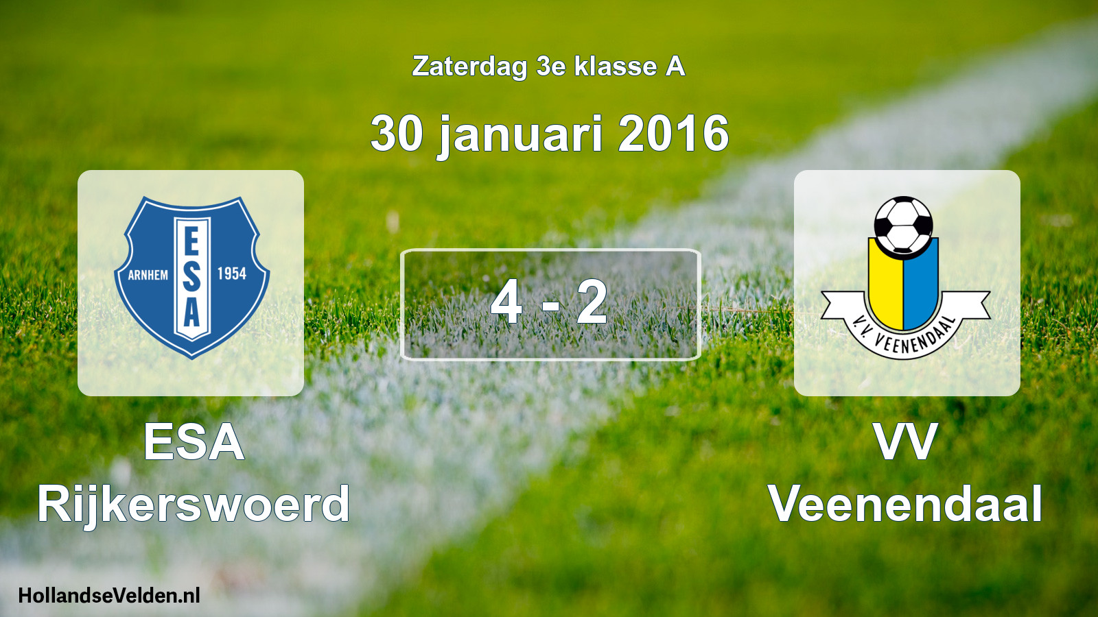 Total number of matches played: ESA Rijkerswoerd - VV Veenendaal 4 - 2 (30 January 2016)