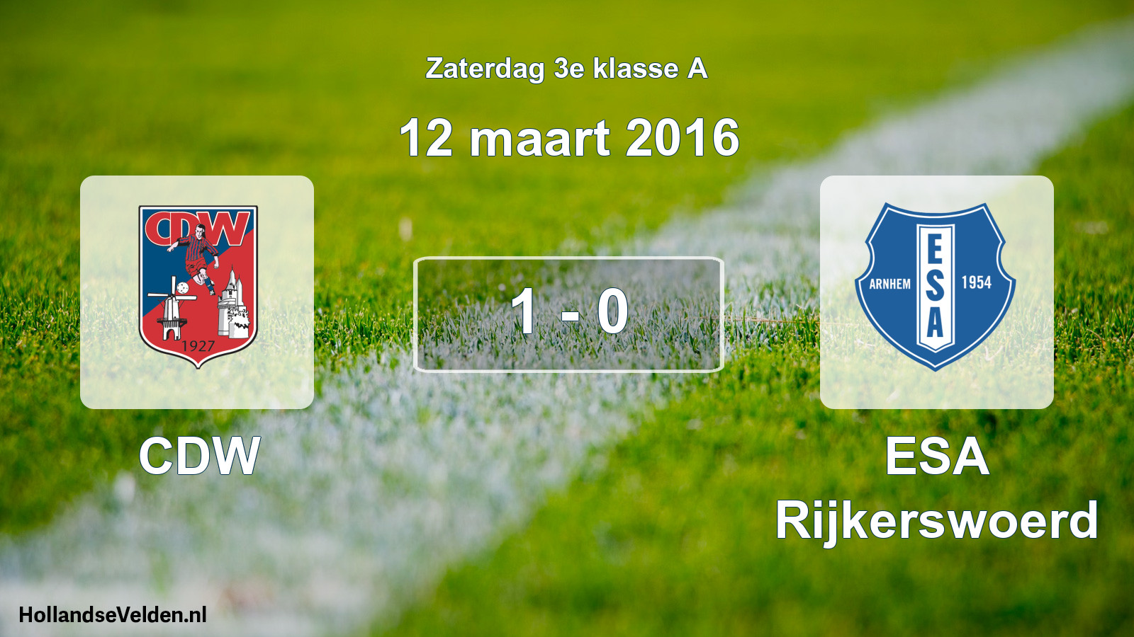 Total number of matches played: CDW - ESA Rijkerswoerd 1 - 0 (12 March 2016)