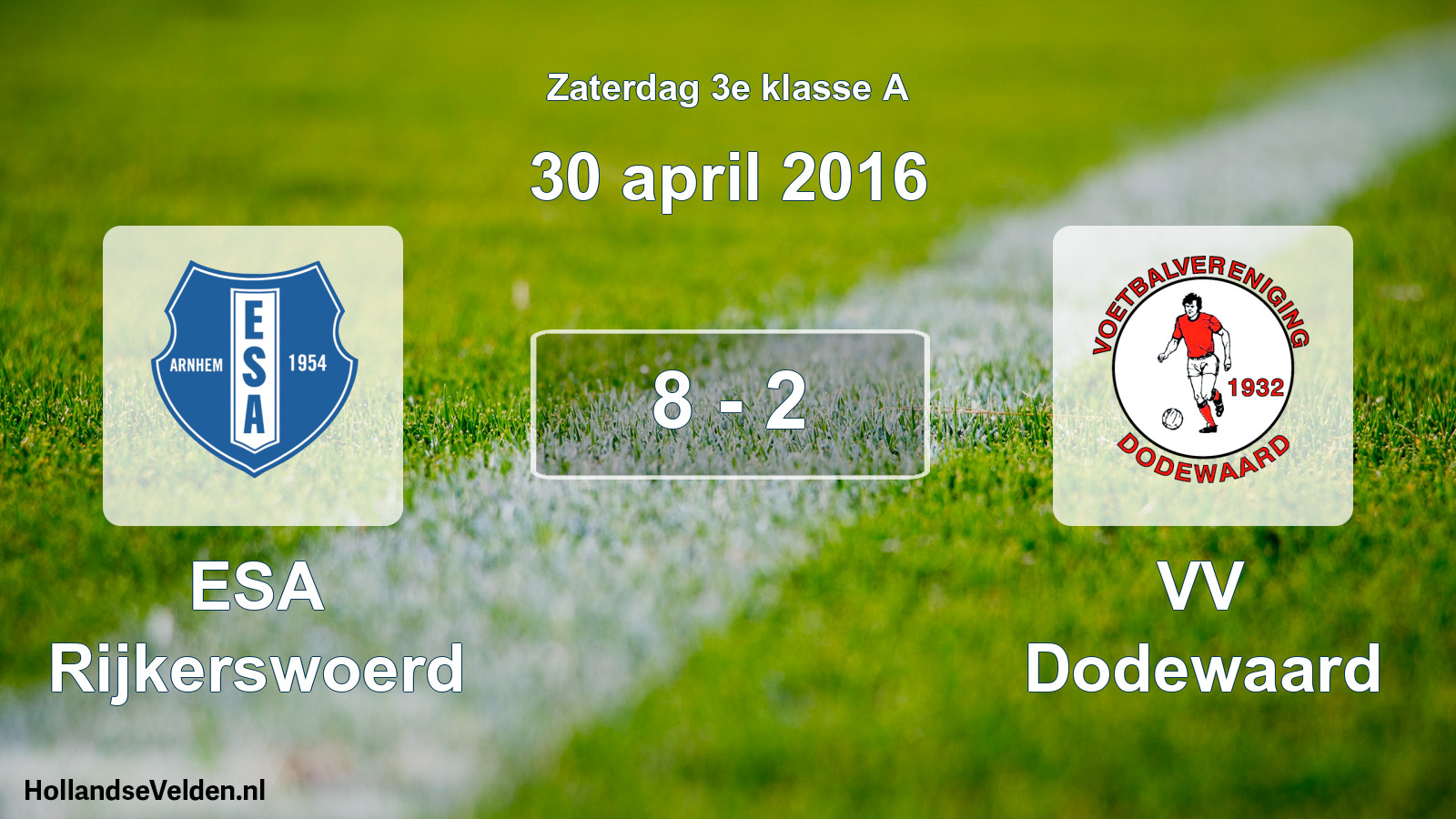 Total number of matches played: ESA Rijkerswoerd - VV Dodewaard 8 - 2 (30 April 2016)