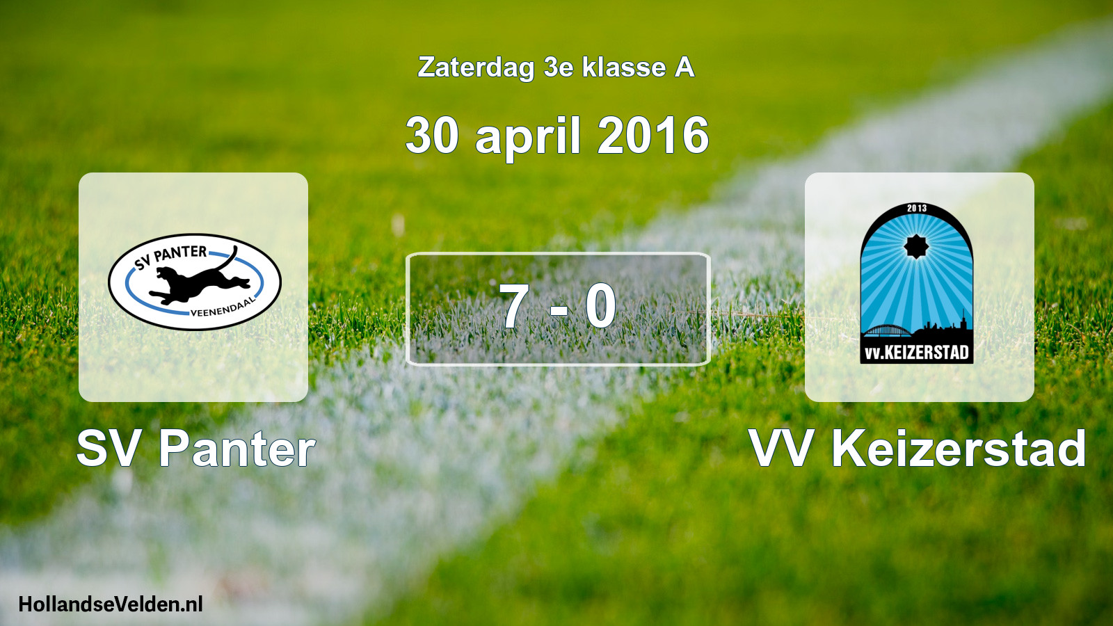 Total number of matches played: SV Panter - VV Keizerstad 7 - 0 (30 April 2016)