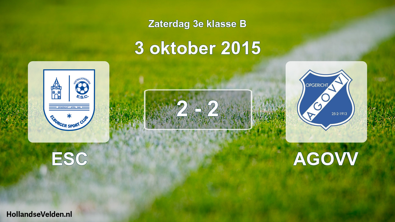 Total number of matches played: ESC - AGOVV 2 - 2 (3 October 2015)