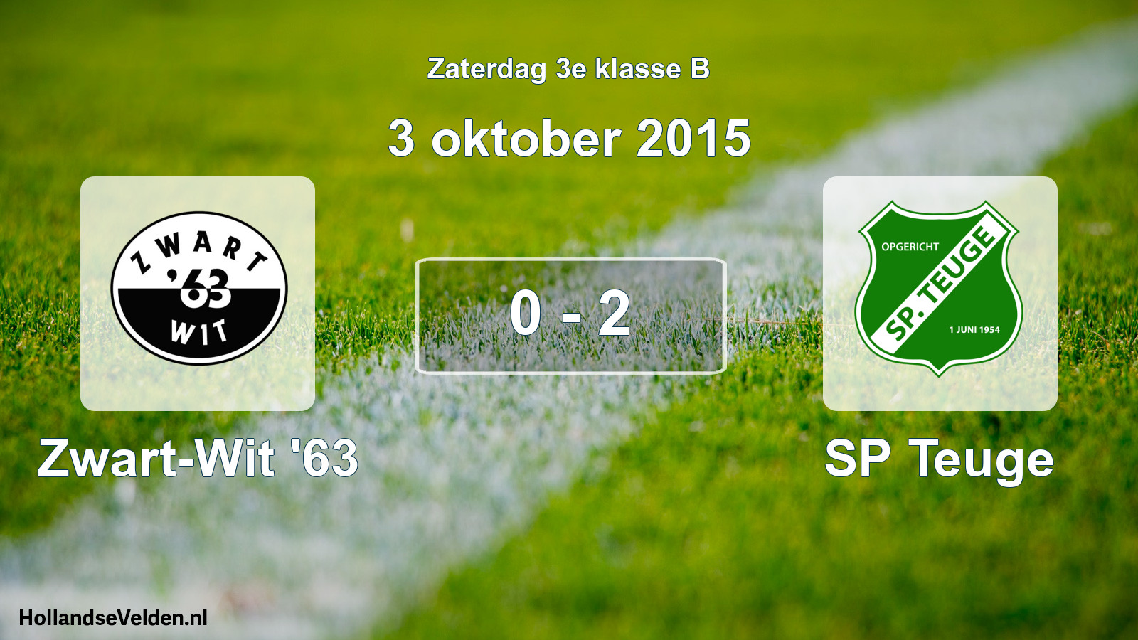 Total number of matches played: Zwart-Wit '63 - SP Teuge 0 - 2 (3 October 2015)