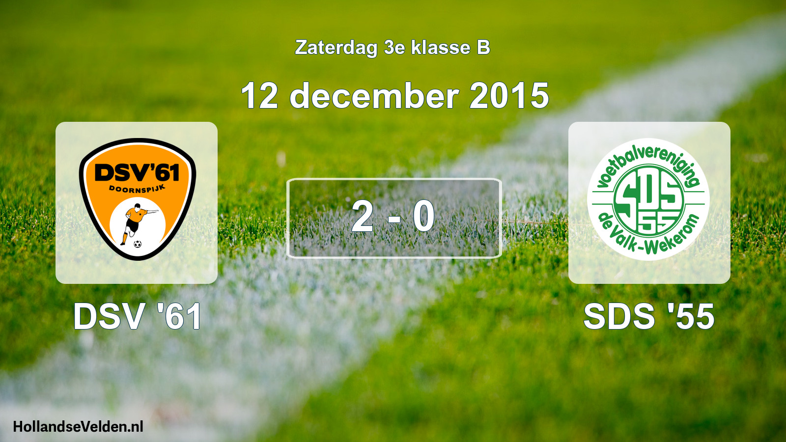 Total number of matches played: DSV '61 - SDS '55 2 - 0 (12 December 2015)