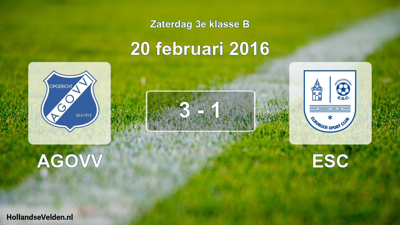 Total number of matches played: AGOVV - ESC 3 - 1 (20 February 2016)