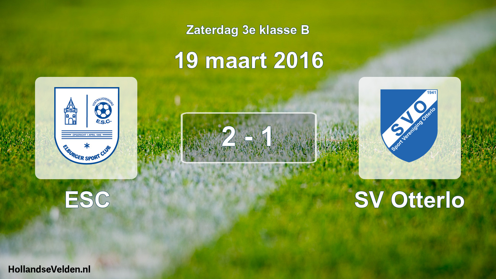 Total number of matches played: ESC - SV Otterlo 2 - 1 (19 March 2016)