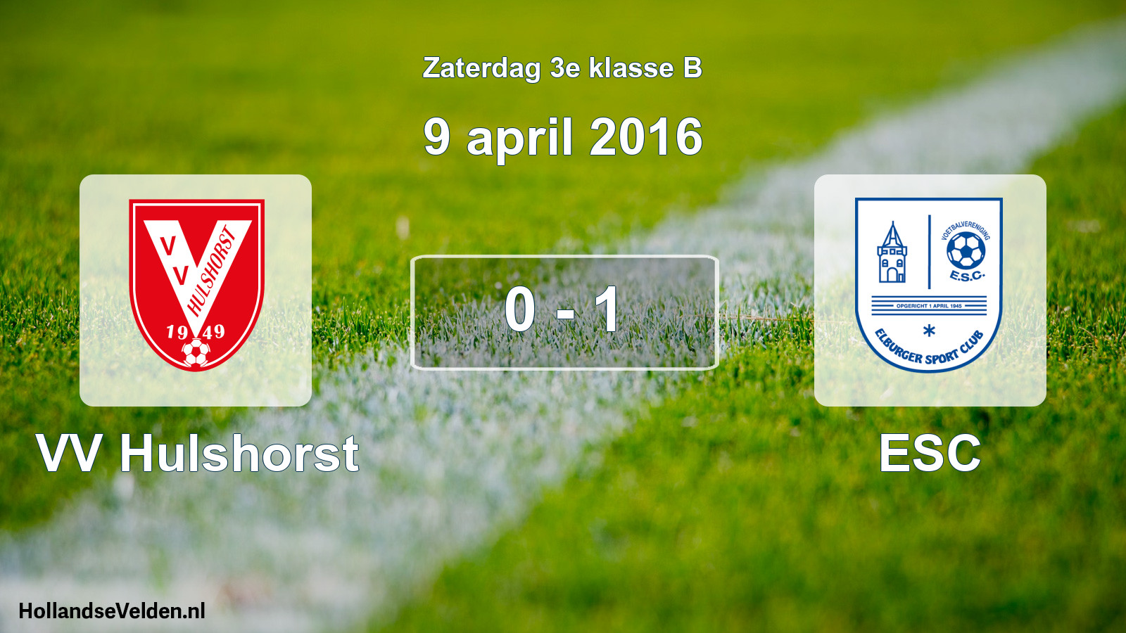 Total number of matches played: VV Hulshorst - ESC 0 - 1 (9 April 2016)