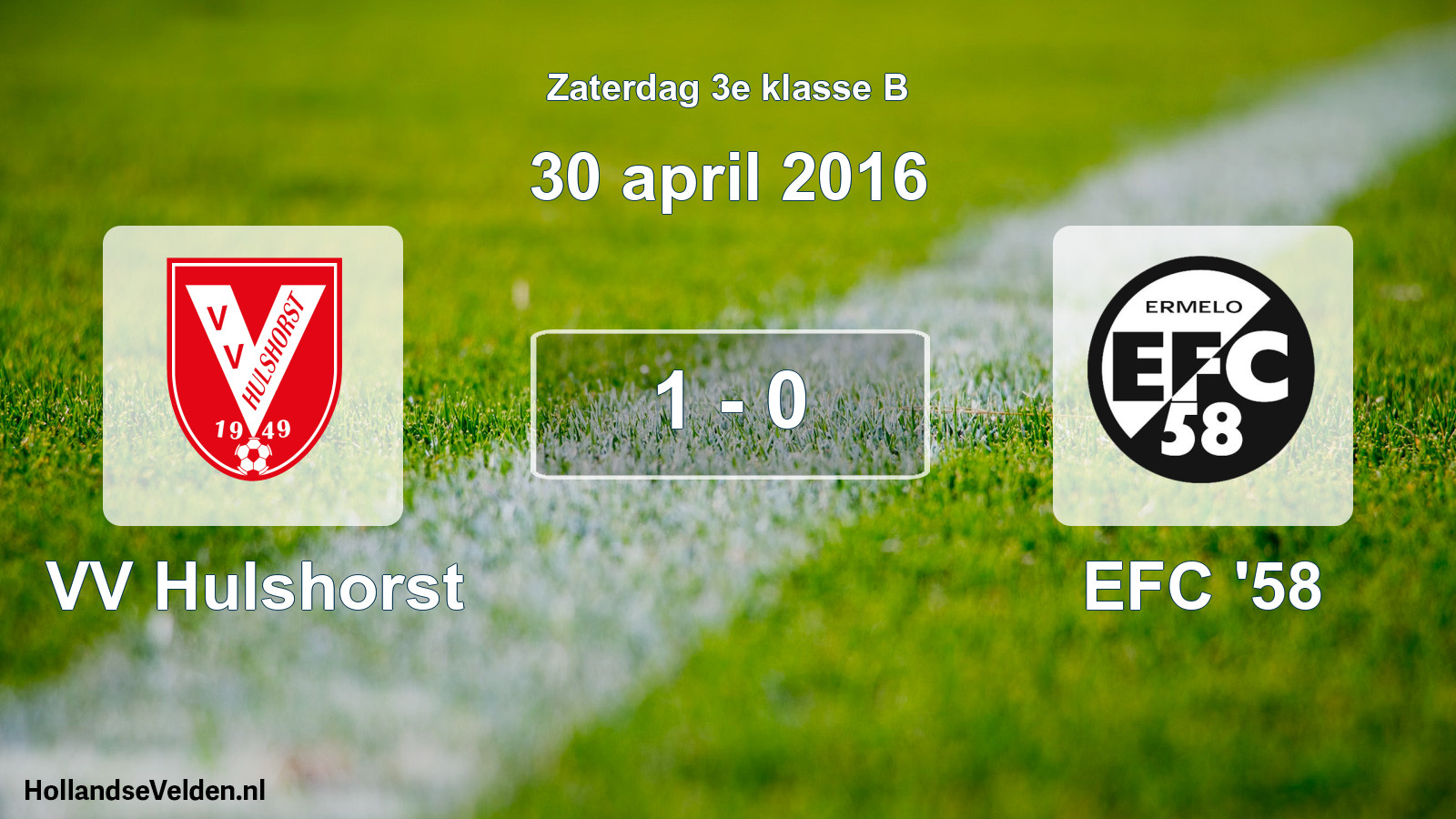 Total number of matches played: VV Hulshorst - EFC '58 1 - 0 (30 April 2016)