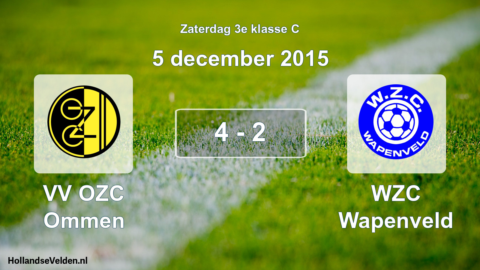 Total number of matches played: VV OZC Ommen - WZC Wapenveld 4 - 2 (5 December 2015)