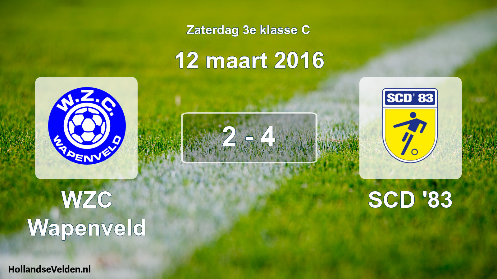 Total number of matches played: WZC Wapenveld - SCD '83 2 - 4 (12 March 2016)