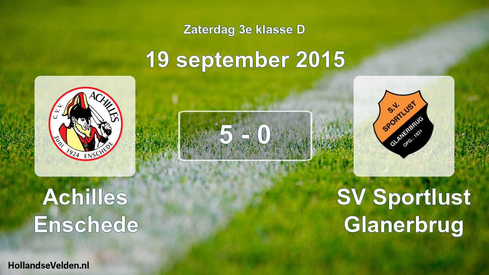 Total number of matches played: Achilles Enschede - SV Sportlust Glanerbrug 5 - 0 (19 September 2015)