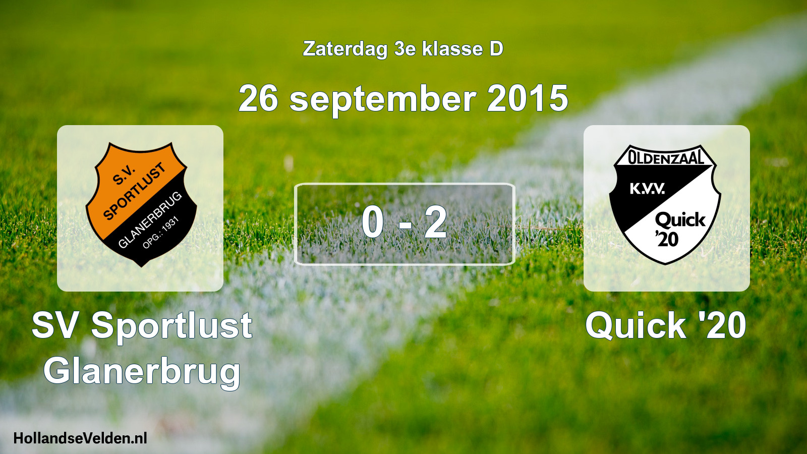 Total number of matches played: SV Sportlust Glanerbrug - Quick '20 0 - 2 (26 September 2015)