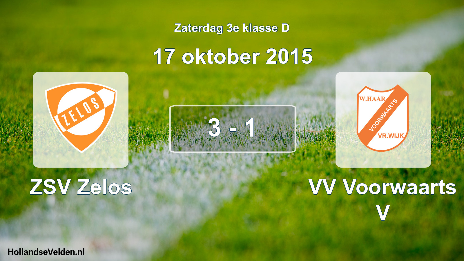 Total number of matches played: ZSV Zelos - VV Voorwaarts V 3 - 1 (17 October 2015)