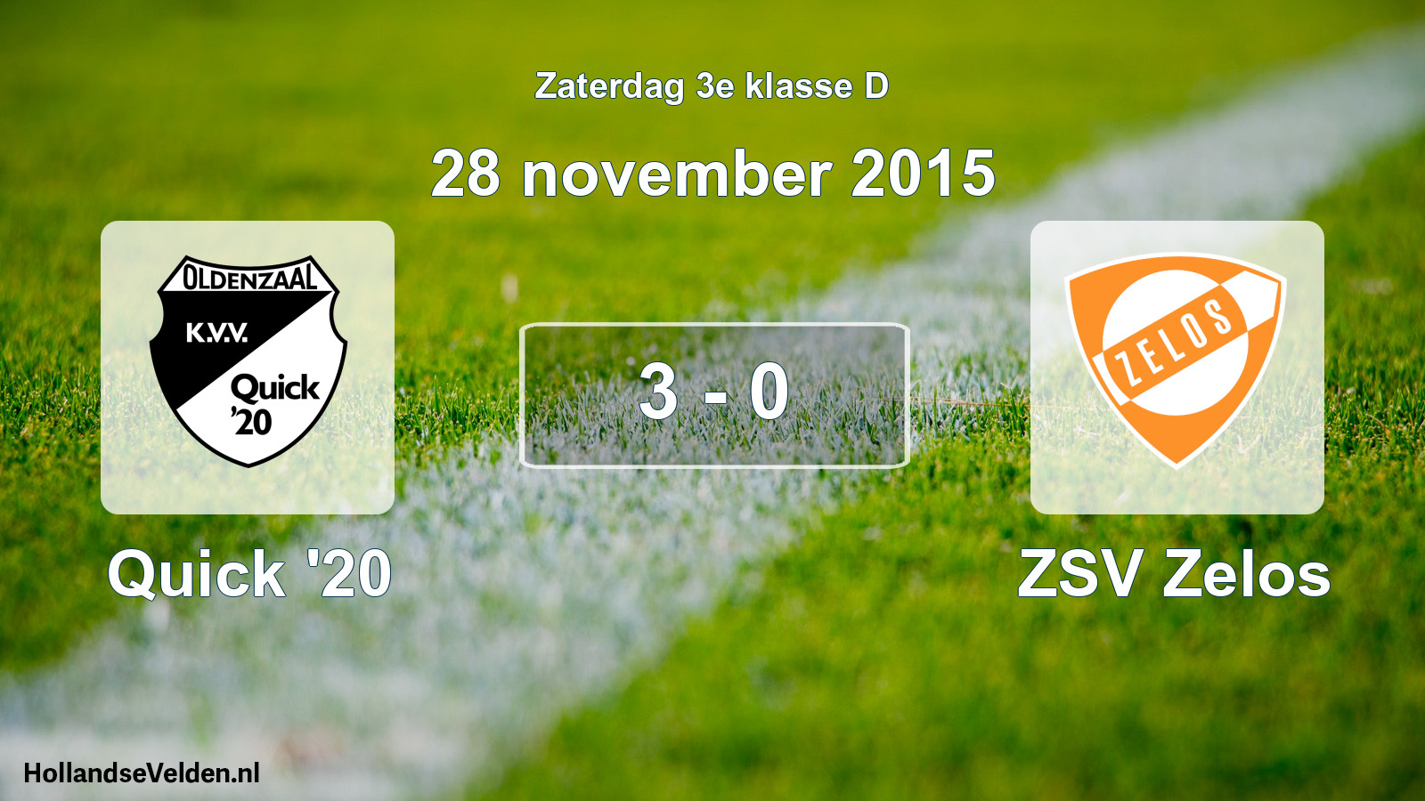Total number of matches played: Quick '20 - ZSV Zelos 3 - 0 (28 November 2015)