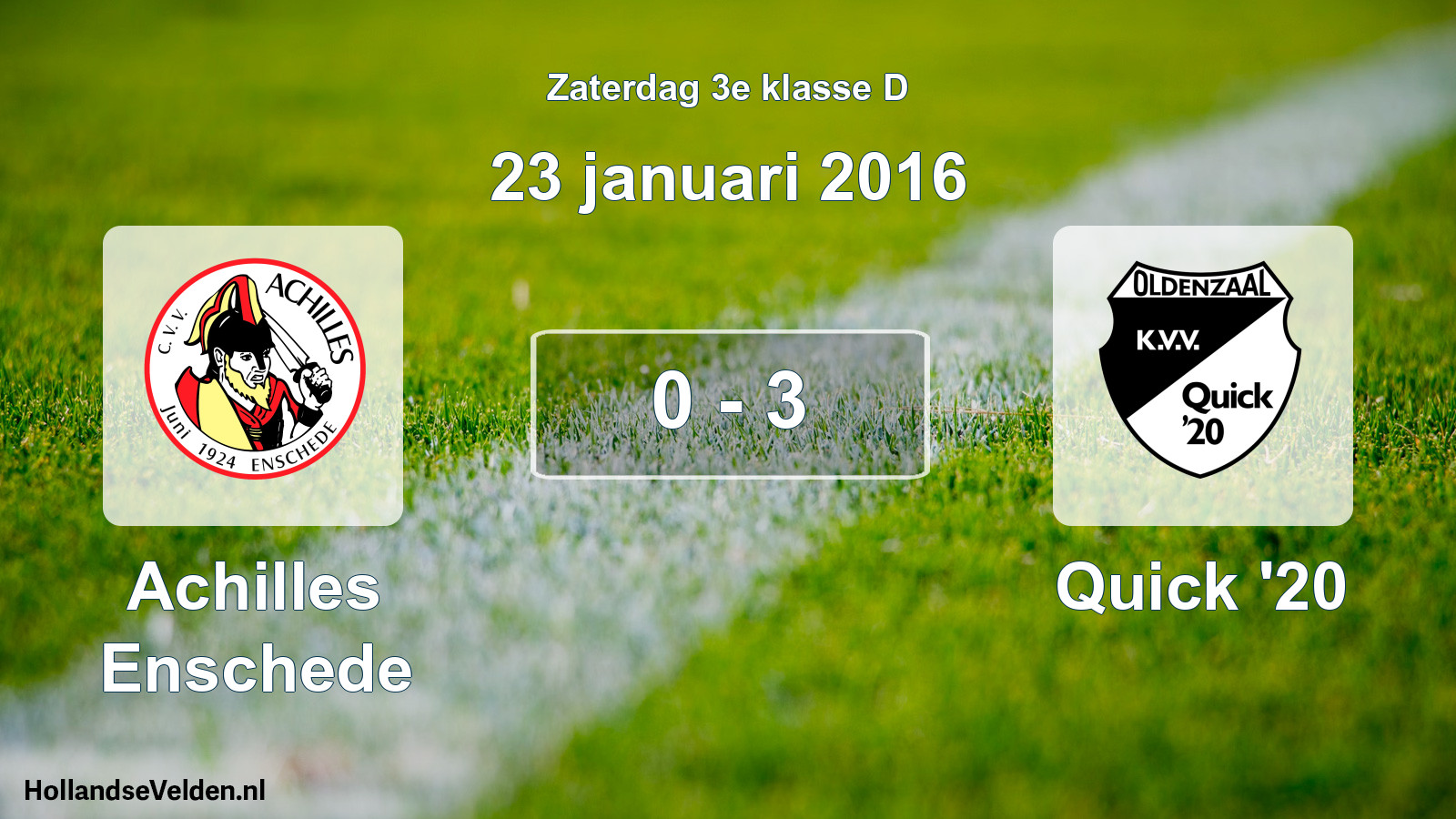 Total number of matches played: Achilles Enschede - Quick '20 0 - 3 (23 January 2016)