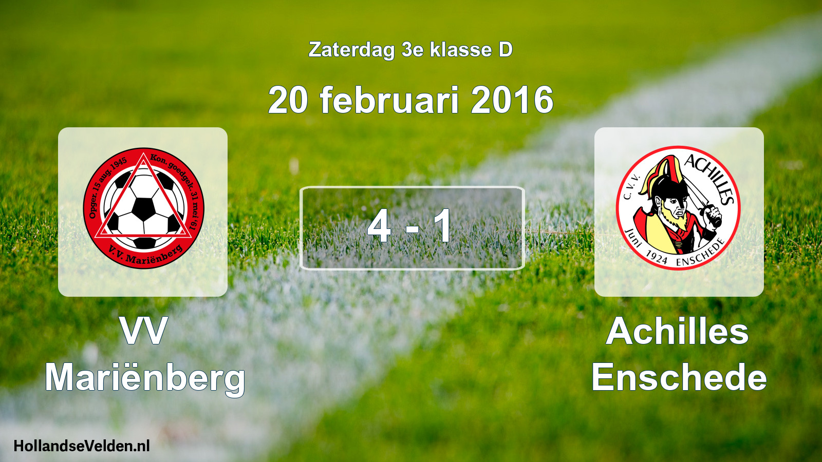 Total number of matches played: VV Mariënberg - Achilles Enschede 4 - 1 (20 February 2016)