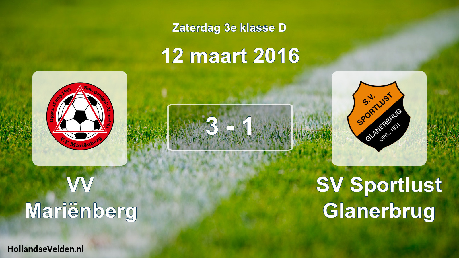 Total number of matches played: VV Mariënberg - SV Sportlust Glanerbrug 3 - 1 (12 March 2016)