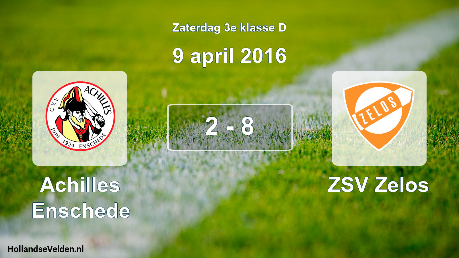 Total number of matches played: Achilles Enschede - ZSV Zelos 2 - 8 (9 April 2016)