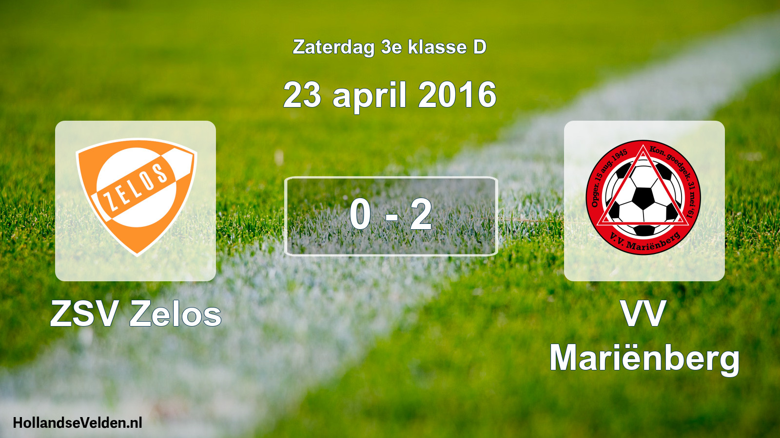 Total number of matches played: ZSV Zelos - VV Mariënberg 0 - 2 (23 April 2016)