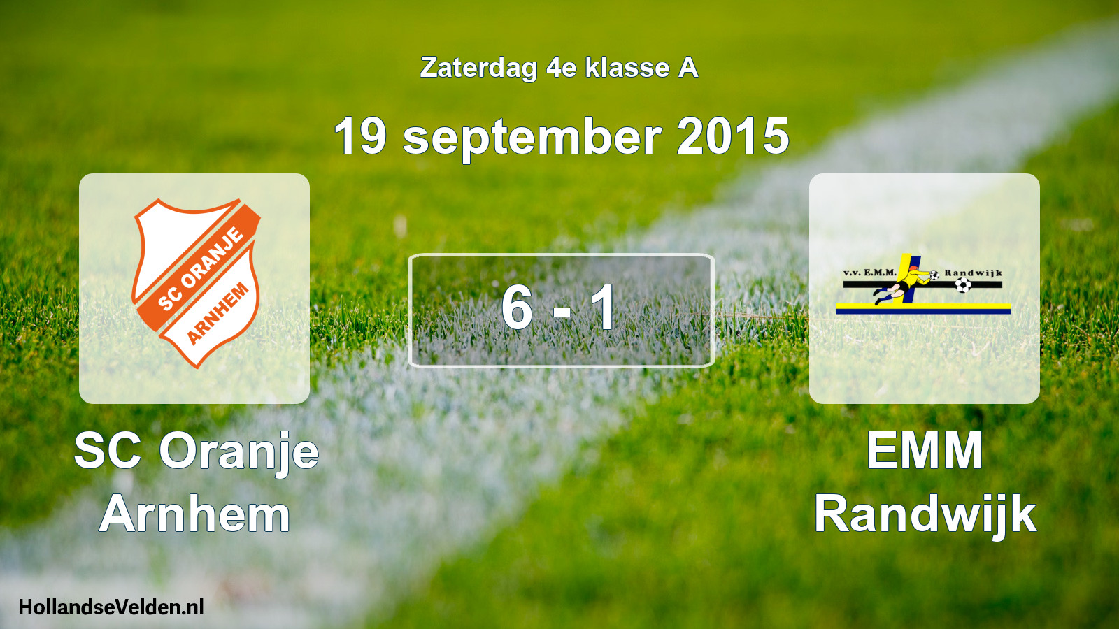 Total number of matches played: SC Oranje Arnhem - EMM Randwijk 6 - 1 (19 September 2015)