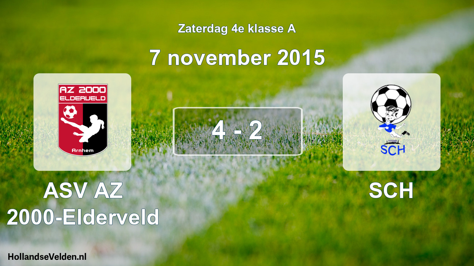 Total number of matches played: ASV AZ 2000-Elderveld - SCH 4 - 2 (7 November 2015)