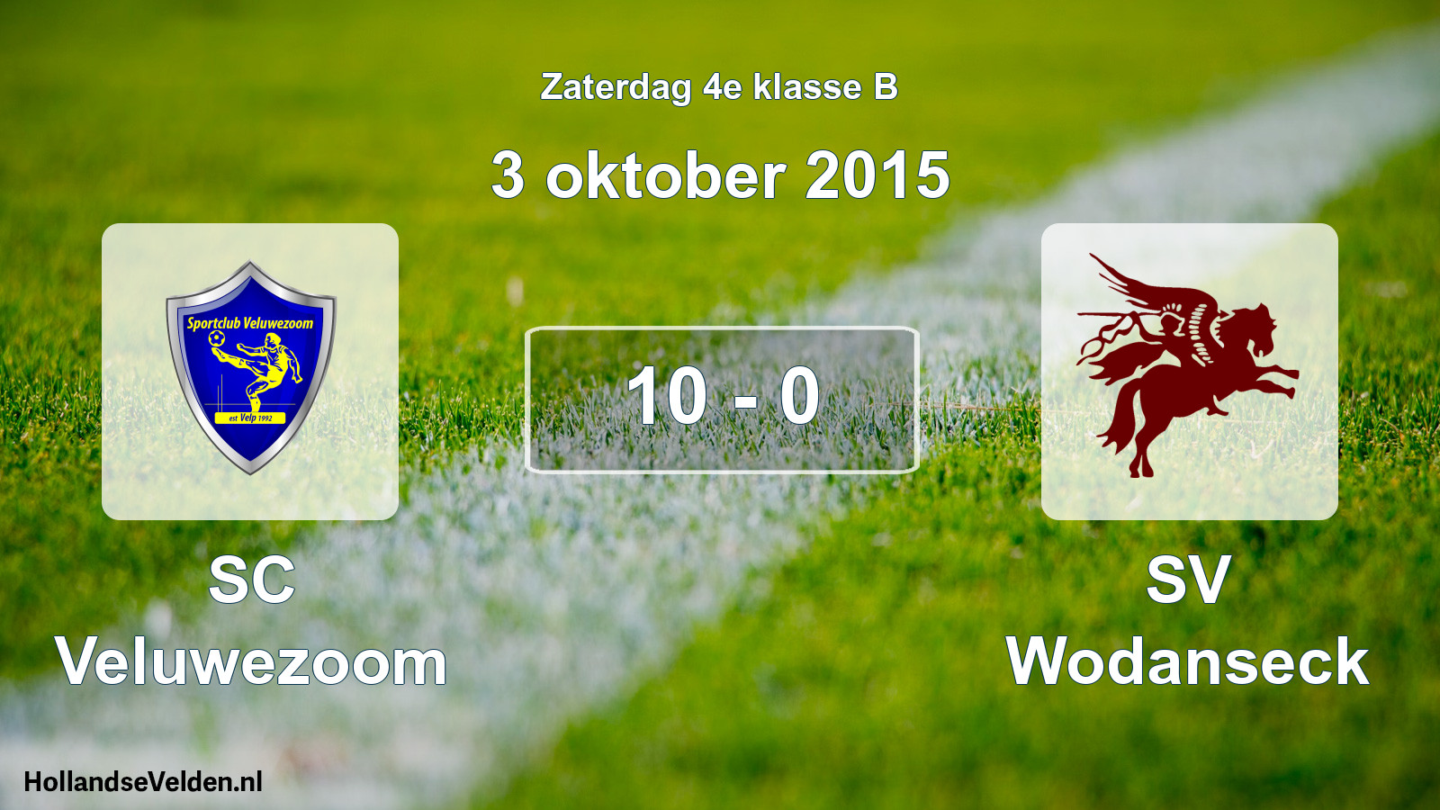 Total number of matches played: SC Veluwezoom - SV Wodanseck 10 - 0 (3 October 2015)