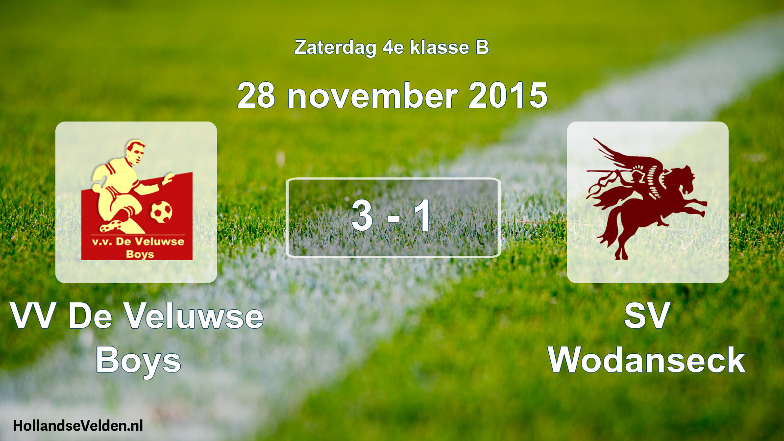 Total number of matches played: VV De Veluwse Boys - SV Wodanseck 3 - 1 (28 November 2015)