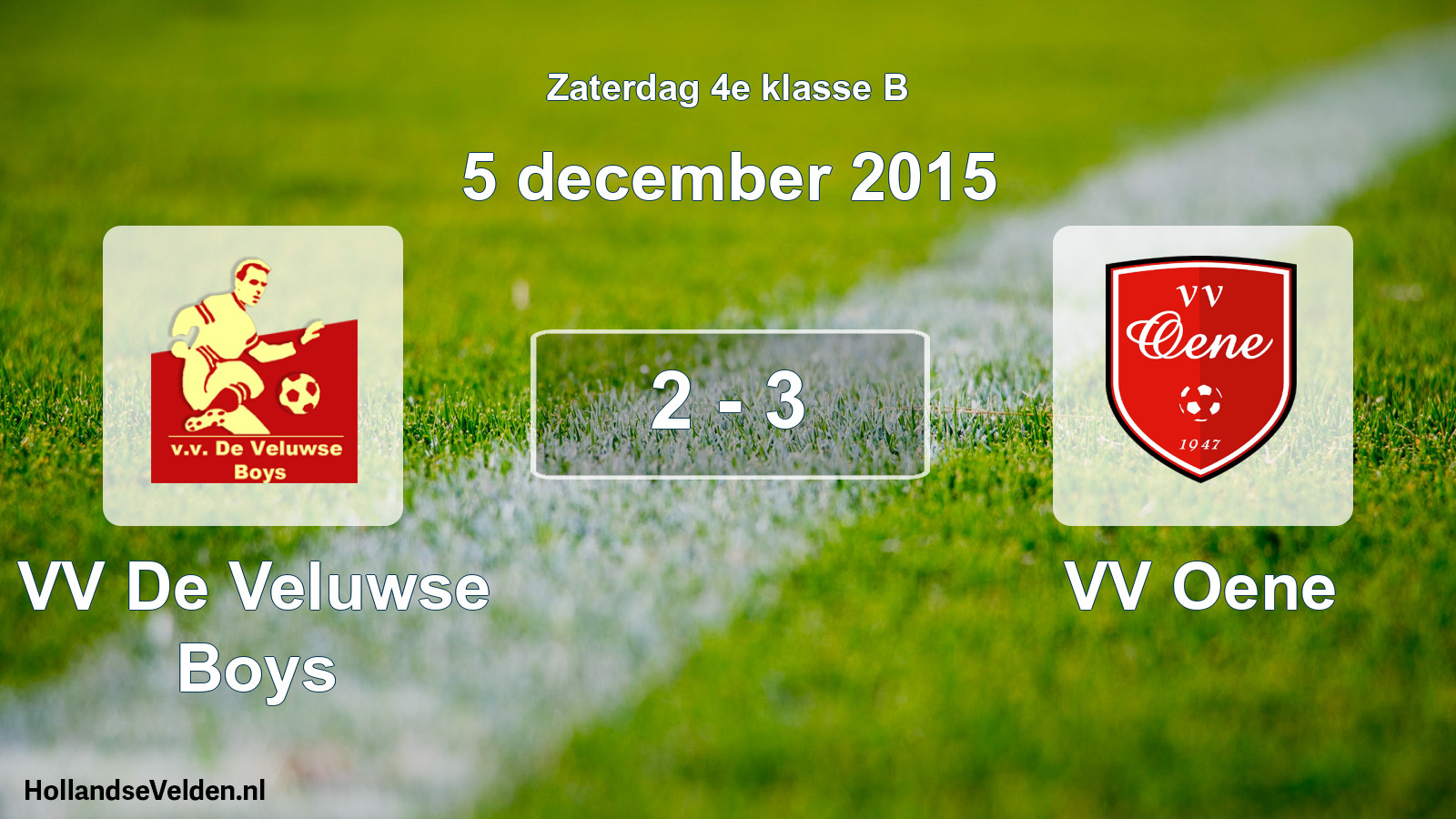 Total number of matches played: VV De Veluwse Boys - VV Oene 2 - 3 (5 December 2015)