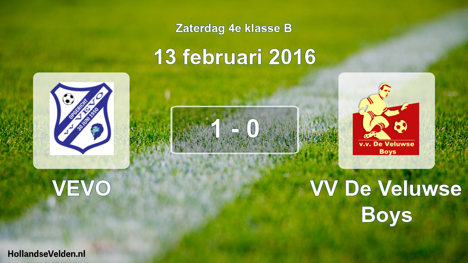 Total number of matches played: VEVO - VV De Veluwse Boys 1 - 0 (13 February 2016)
