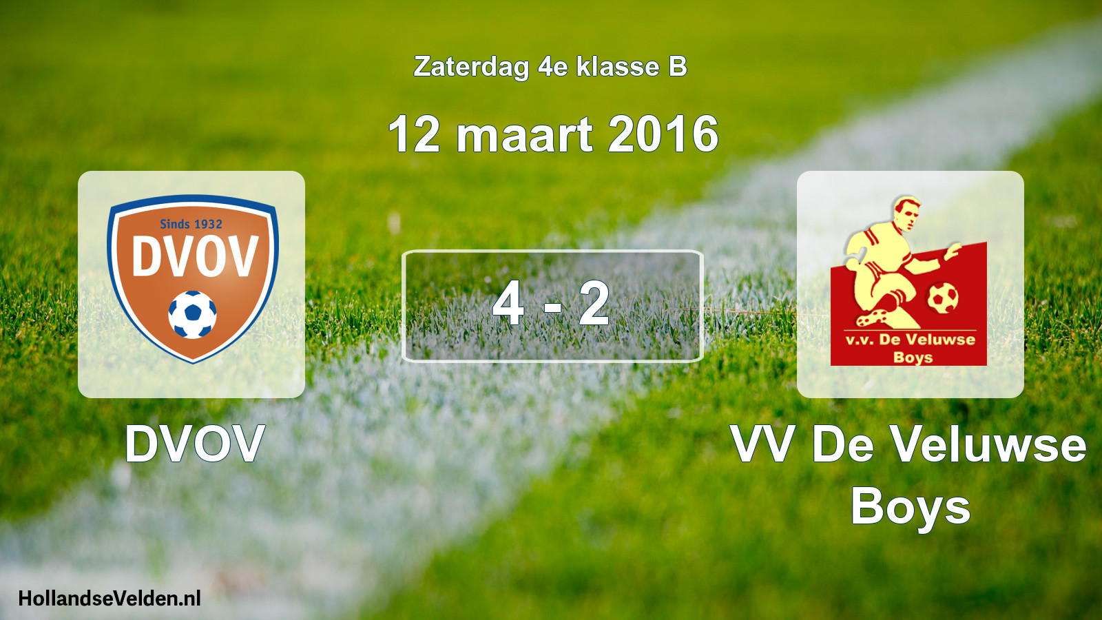 Total number of matches played: DVOV - VV De Veluwse Boys 4 - 2 (12 March 2016)