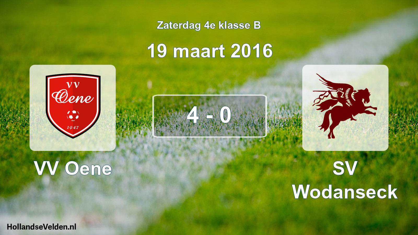 Total number of matches played: VV Oene - SV Wodanseck 4 - 0 (19 March 2016)